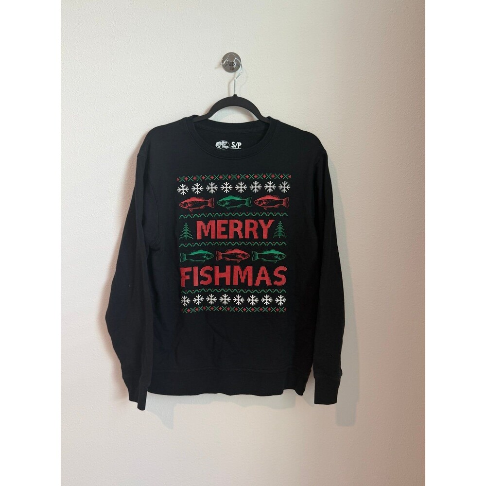 Merry Fishmas Bass Pro Shops Ugly Christmas Crewneck Sweater Men’s Size Small